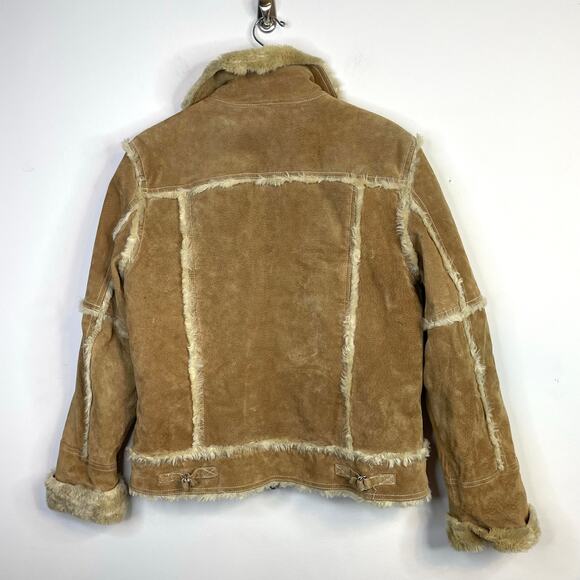 Wilsons Leather Suede Faux Shearling Fur Moto Jacket Boho Penny Lane Womens XL - Picture 10 of 17